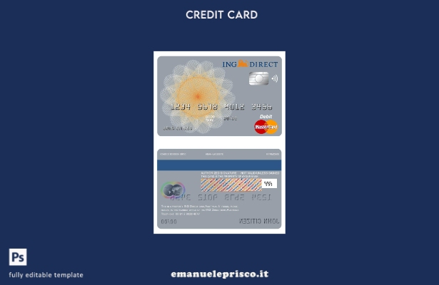 modello di carta master bancaria Australia Ing Direct in stile verificato